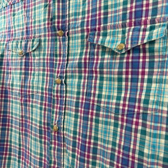 Jachs MFG. Shirt Adult XL Blue Purple White Plaid Flannel Heritage Button Down - Picture 8 of 9